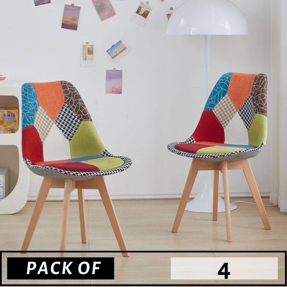 PACK OF 4/6 CUSHION PATCHWORK CHAIRS - ScandiChairs - chairs
